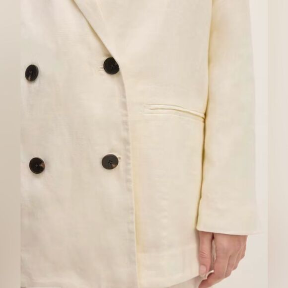 NWT Everlane linen double breasted blazer in cream size 4 - Picture 3 of 8